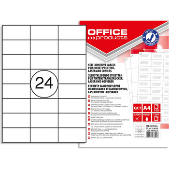 Etykiety Office Products A4 64.6x33.8mm białe (100)