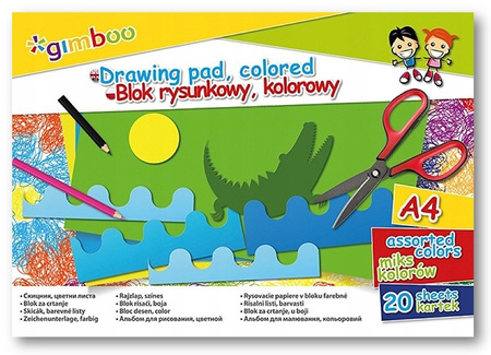 Blok rysunkowy Gimboo A4/20k kolorowy