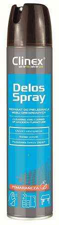 Spray do pielęgnacji i czyszczenia mebli drewnianych CLINEX Delos Shine, 300ml 