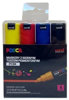 Markery z farbą plakatową Uni POSCA PC-8K 4 kolory