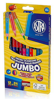 Kredki ołówkowe Astra Jumbo dwustronne trójkątne 24 kolory