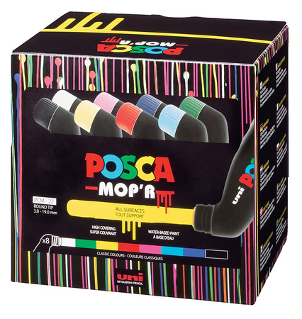 Markery z farbą plakatową Uni POSCA PCM-22 8 kolorów