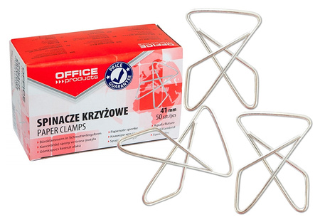 Spinacze krzyżowe OFFICE PRODUCTS, 41mm, 50szt., srebrne
