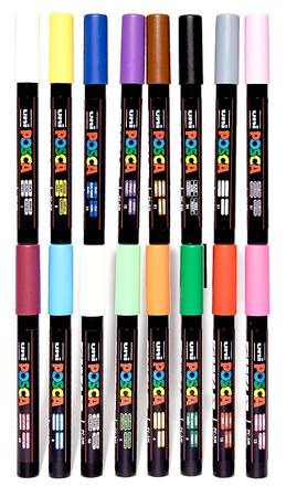 Markery z farbą plakatową Uni POSCA PC-3M 16 kolorów