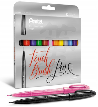 Pisaki pędzelkowe Pentel Brush Sign Pen SES15C 12 kolorów