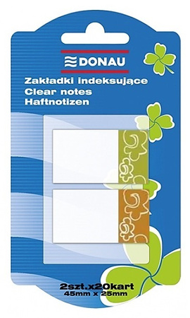 Zakładki indeksujące DONAU, PP, 25x45mm, 2x20 kart., mix kolorów