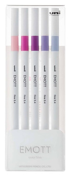 Cienkopisy Uni Emott No.7 0.4mm 5 kolorów