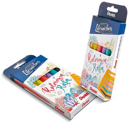 Pisaki pędzelkowe Pentel Brush Sign Pen SES15C 6 kolorów