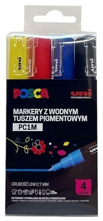 Markery z farbą plakatową Uni POSCA PC-1M 4 kolory