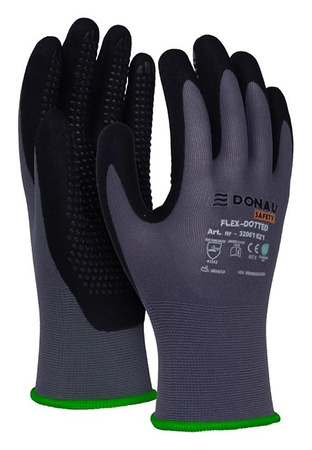 Rękawice Donau Safety Flex-Dotted rozm.9 szare