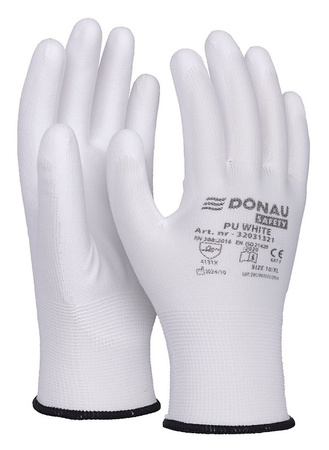 Rękawice Donau Safety PU White rozm.7 białe