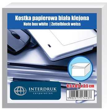 KOSTKA PAPIEROWA 85x85x35mm KLEJONA BIAŁA