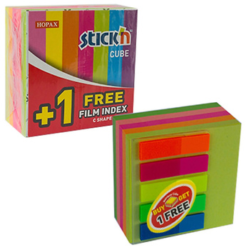 Karteczki Stick'n 76x76mm (+ zakładki) neon 5 kolorów (5x80)