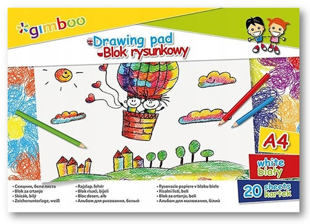 Blok rysunkowy Gimboo A4/20k biały
