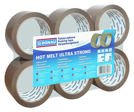 Taśma pakowa DONAU Hot-Melt , 48mm, 66m, 50mikr., transparentna