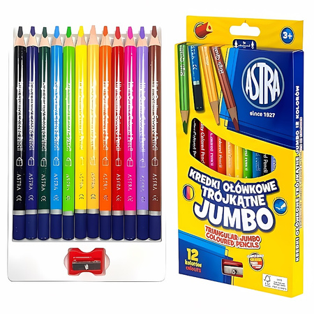 Kredki ołówkowe Astra Jumbo trójkątne 12 kolorów