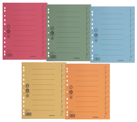 Przekładka DONAU, karton, A4, 235x300mm, 1-10, 1 karta, mix kolorów
