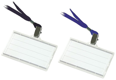Identyfikator Donau 56x90mm PCV z taśmą niebieską