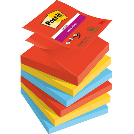 Karteczki Post-it Super Sticky Z-Notes 76x76mm (R330-6SS-PLAY) mix kolorów (6x90)