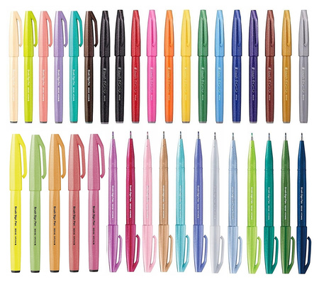 Pisaki pędzelkowe Pentel Brush Sign Pen SES15C 36 kolorów
