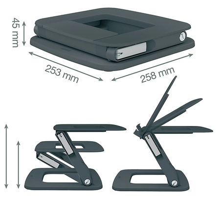 Podstawa pod laptop Leitz Ergo regulowana szara