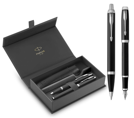 Długopis i Pióro wieczne Parker IM Black CT + etui