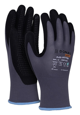 Rękawice Donau Safety Flex-Dotted rozm.10 szare