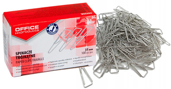 Spinacze trójkątne OFFICE PRODUCTS, 31mm, 100szt., srebrne