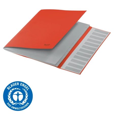 Teczka PP z gumką Leitz Recycle A4 12 przekładek czerwona