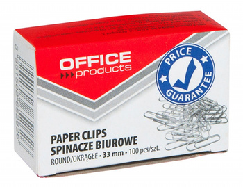 Spinacze biurowe Office Products 33mm okrągłe (100)