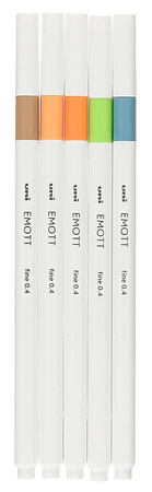 Cienkopisy Uni Emott No.6 0.4mm 5 kolorów