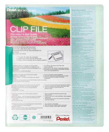 Skoroszyt z klipsem Pentel Clip File A4 20k transparentny
