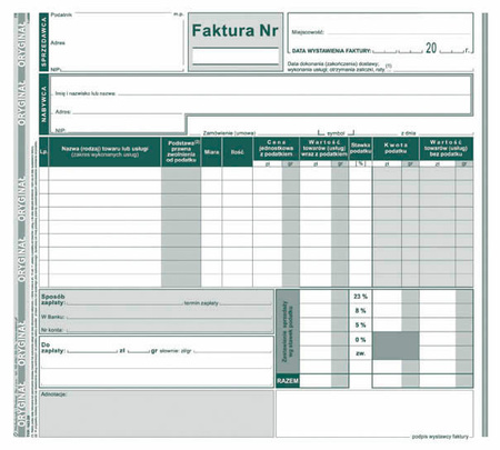 FAKTURA BRUTTO 2/3 A4 (O+1K)