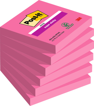 Karteczki Post-it Super Sticky 76x76mm (654-6SS-PNK) fuksja (90)