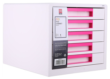 Pojemnik 5 szuflad Deli Rio biało-różowy