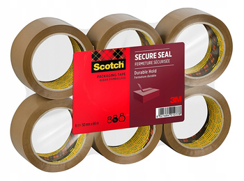 Taśma pakowa Scotch Secure Seal 50mm/66m brązowa (6 sztuk)