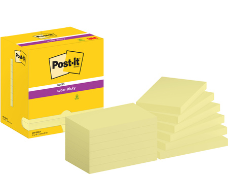 Karteczki Post-it Super Sticky 76x127mm (655-12SSCY-EU) żółte (12x90)