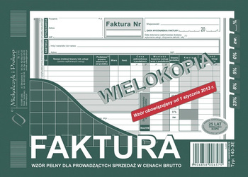 FAKTURA BRUTTO A5 (WIELOKOPIA)