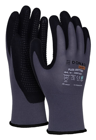 Rękawice Donau Safety Flex-Dotted rozm.9 szare