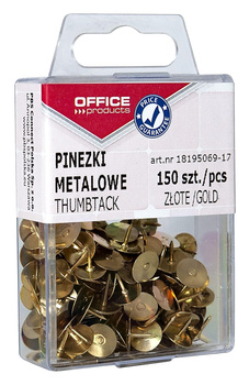Pinezki metalowe OFFICE PRODUCTS, w pudełku, 150 szt., złote