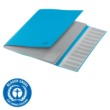 Teczka PP z gumką Leitz Recycle A4 12 przekładek niebieska