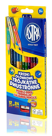 Kredki ołówkowe Astra dwustronne trójkątne 24 kolory