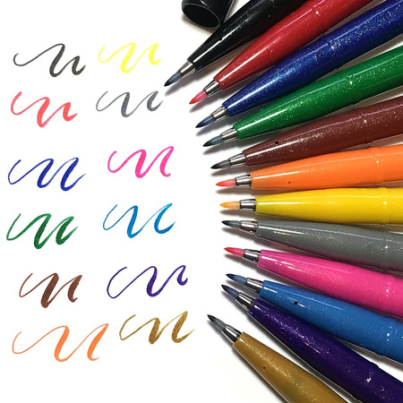 Pisaki pędzelkowe Pentel Brush Sign Pen SES15C 12 kolorów