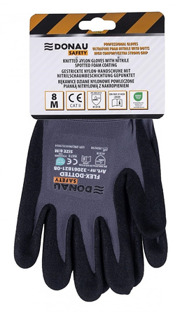 Rękawice Donau Safety Flex-Dotted rozm.9 szare