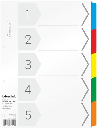 Przekładki kartonowe Biurfol A4 5 kart