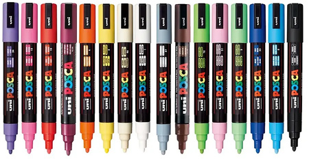Markery z farbą plakatową Uni POSCA PC-5M 16 kolorów