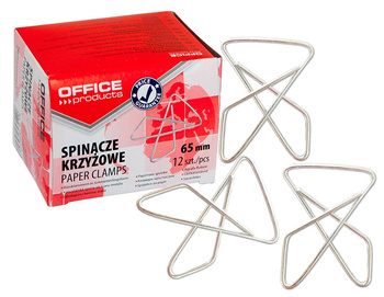 Spinacze krzyżowe OFFICE PRODUCTS, 65mm, 12szt., srebrne