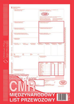 CMR MIĘDZYNARODOWY LIST PRZEWOZOWY A4 (O+3K) NUMEROWANY