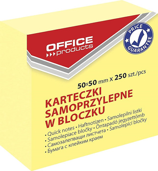 Karteczki Office Products 50x50mm pastel jasnożółte (250)