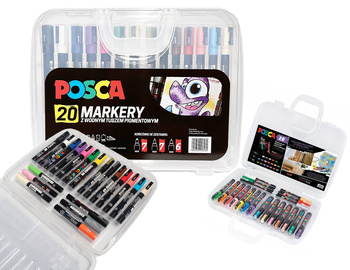 Markery z farbą plakatową Uni POSCA zestaw (20)